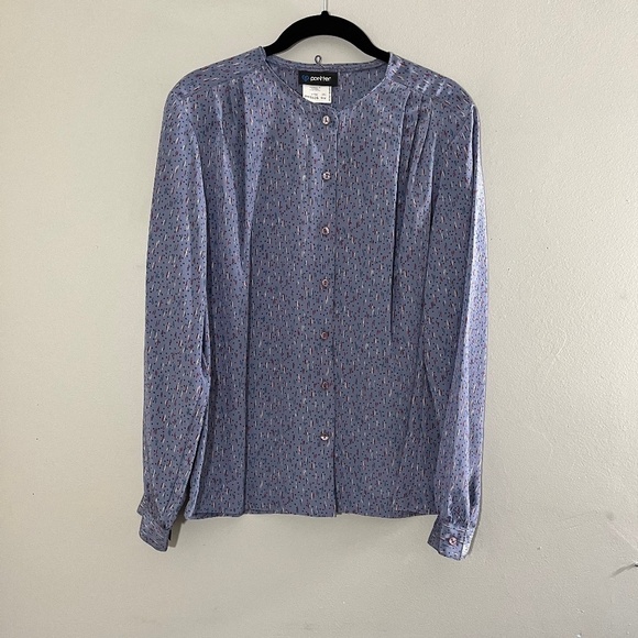 Vintage Top 9 Purple Polka Dot Retro Classic Preppy Coastal Chic Workwear 80s - Picture 10 of 13